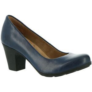 Comfortiva Womens Noxi Navy Leather Comfort Insole Round Toe Heels Shoes NWT